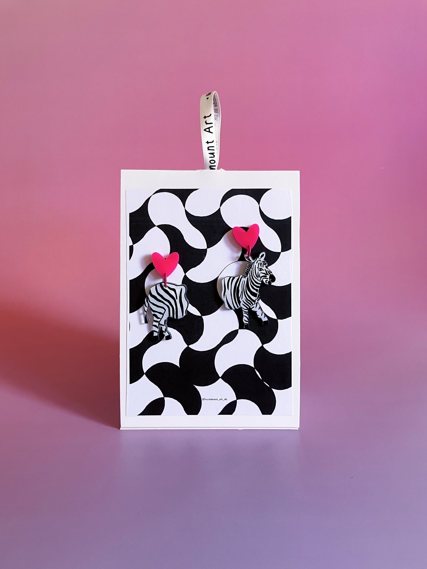 Half and Half Zebra- handmade earrings