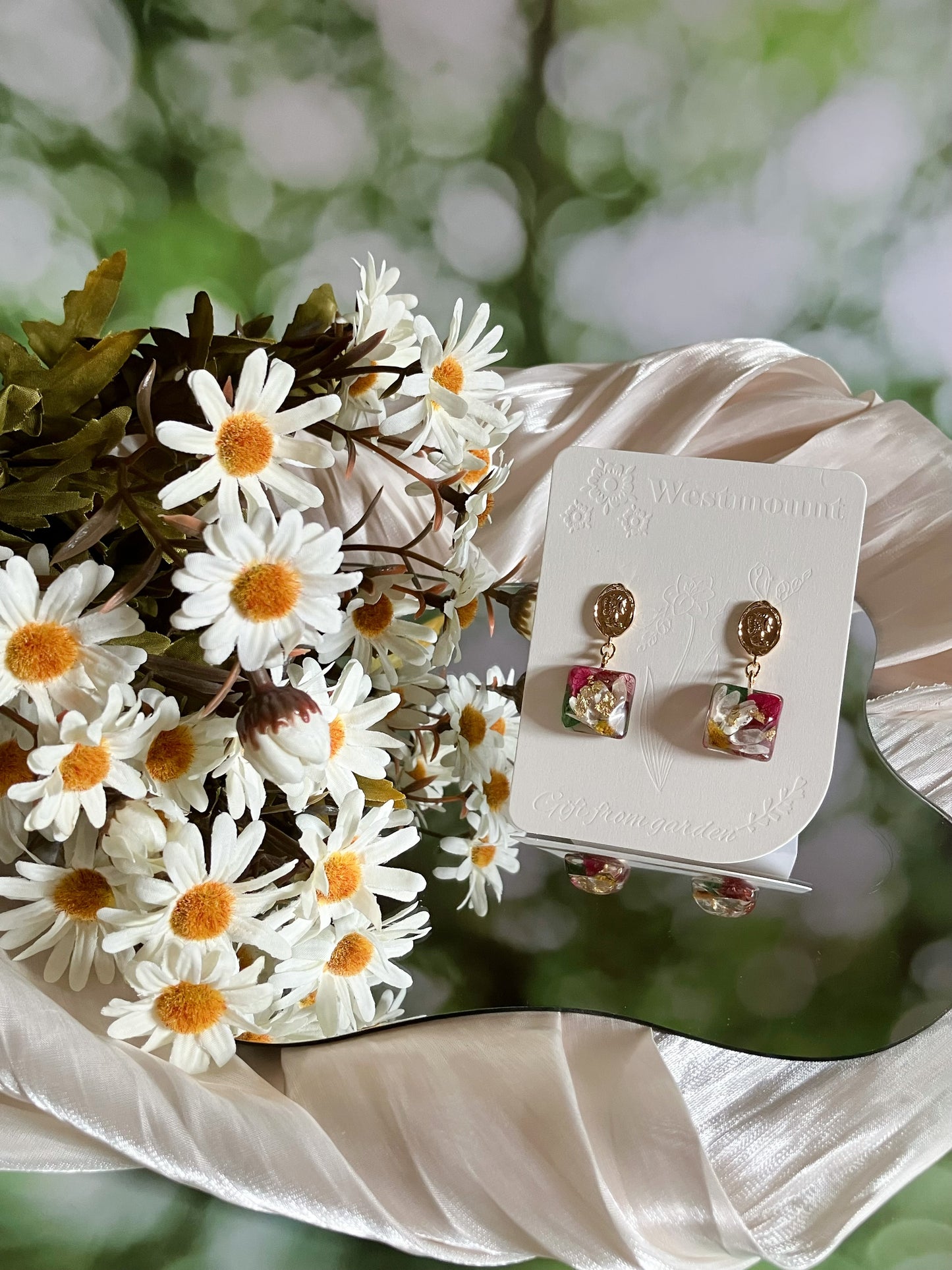 Small square flower Earrings-Gift From Gardens 003