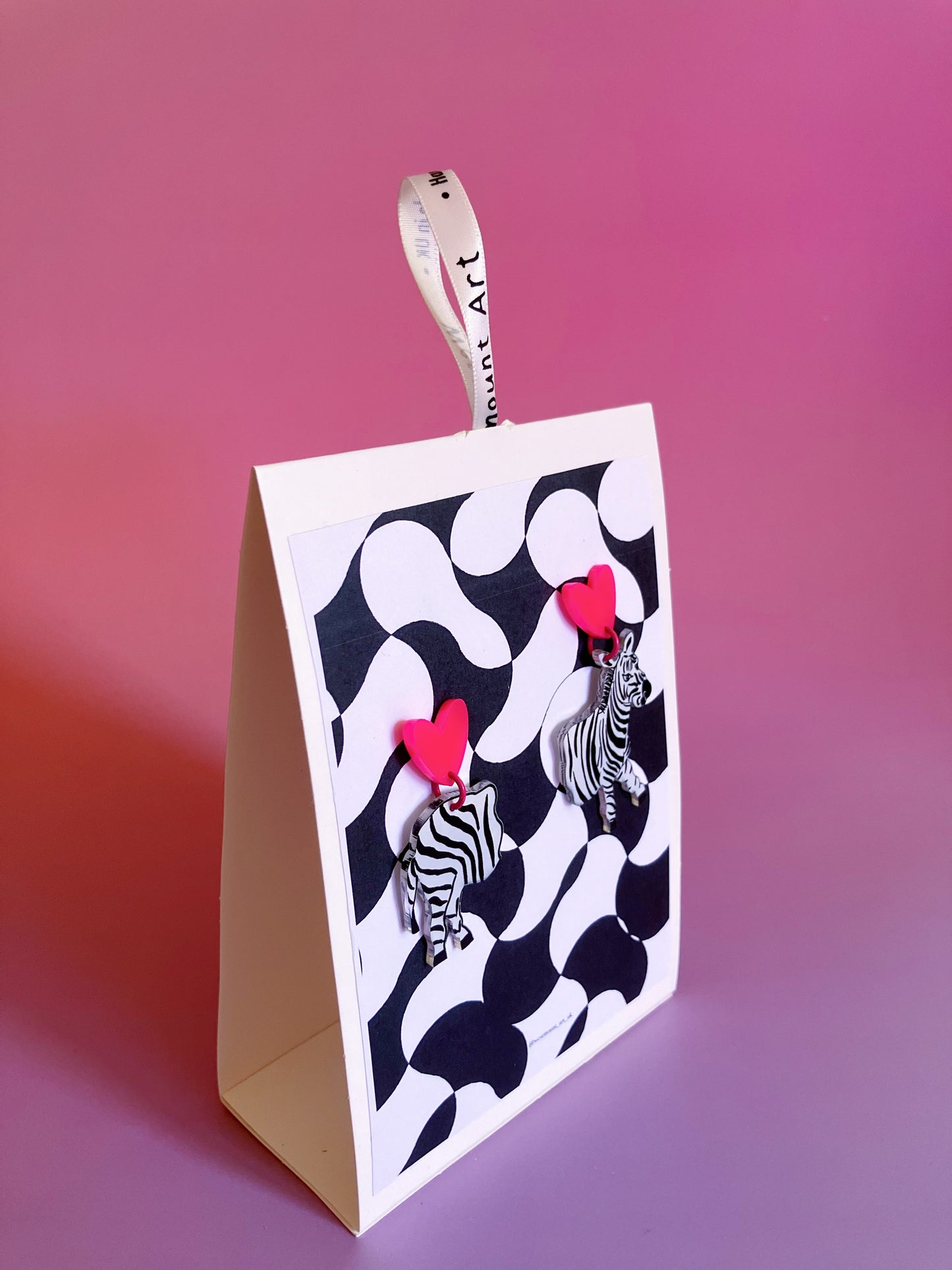 Half and Half Zebra- handmade earrings