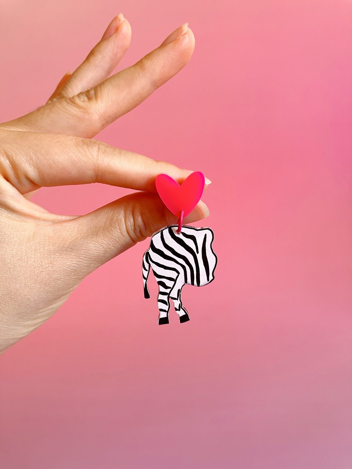 Half and Half Zebra- handmade earrings