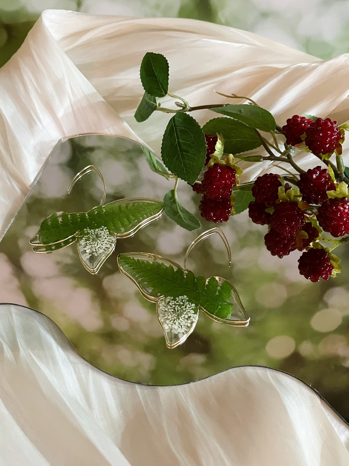Butterfly earrings with fern -Gift From Gardens 104