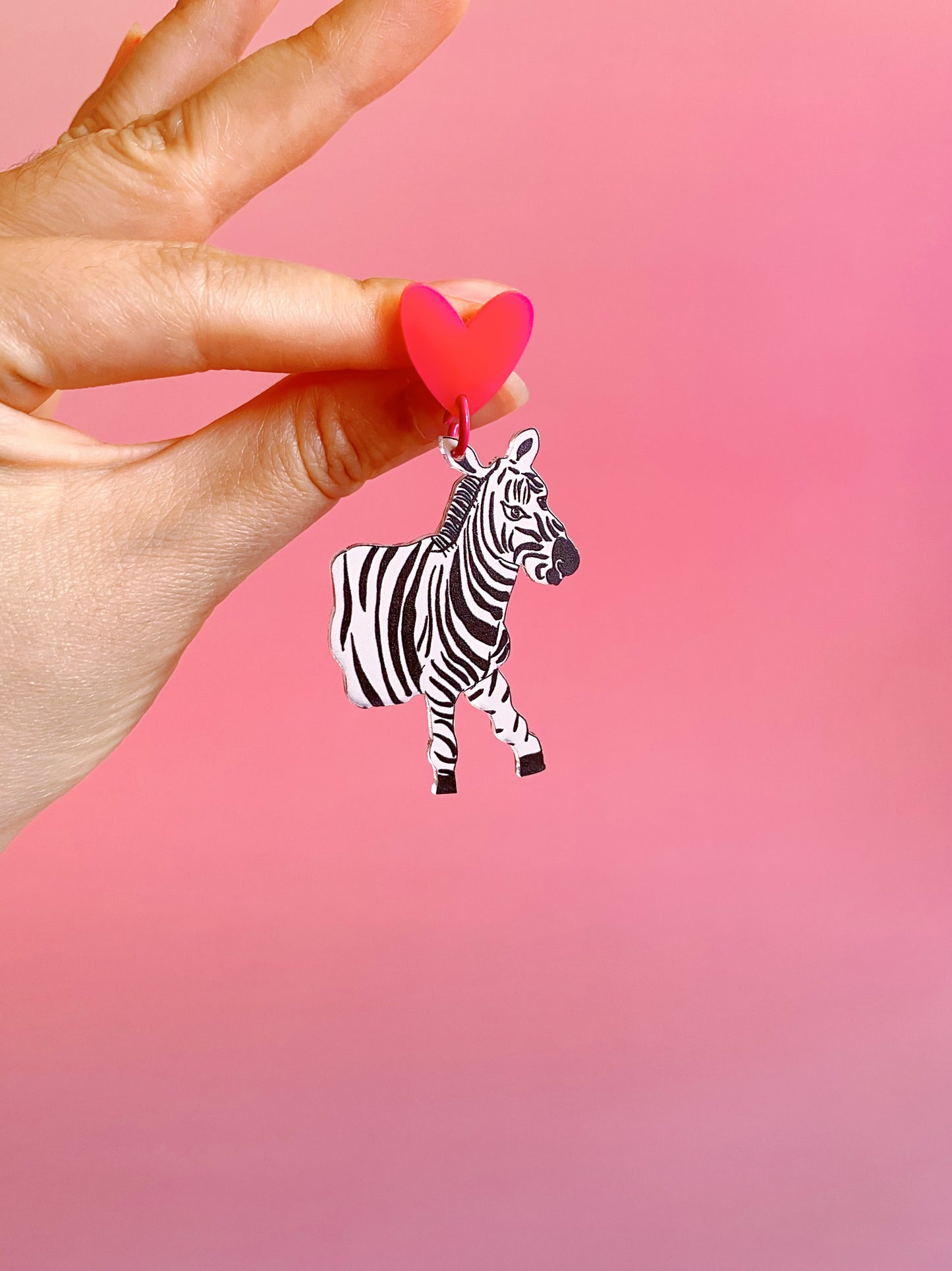 Half and Half Zebra- handmade earrings