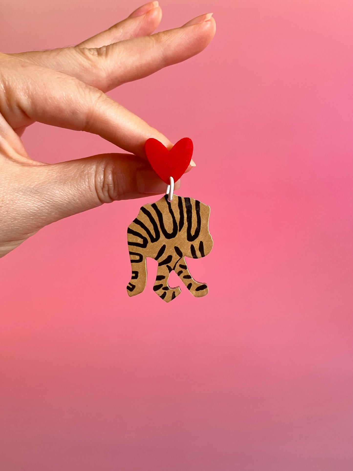 Half and Half Tiger- handmade Earrings