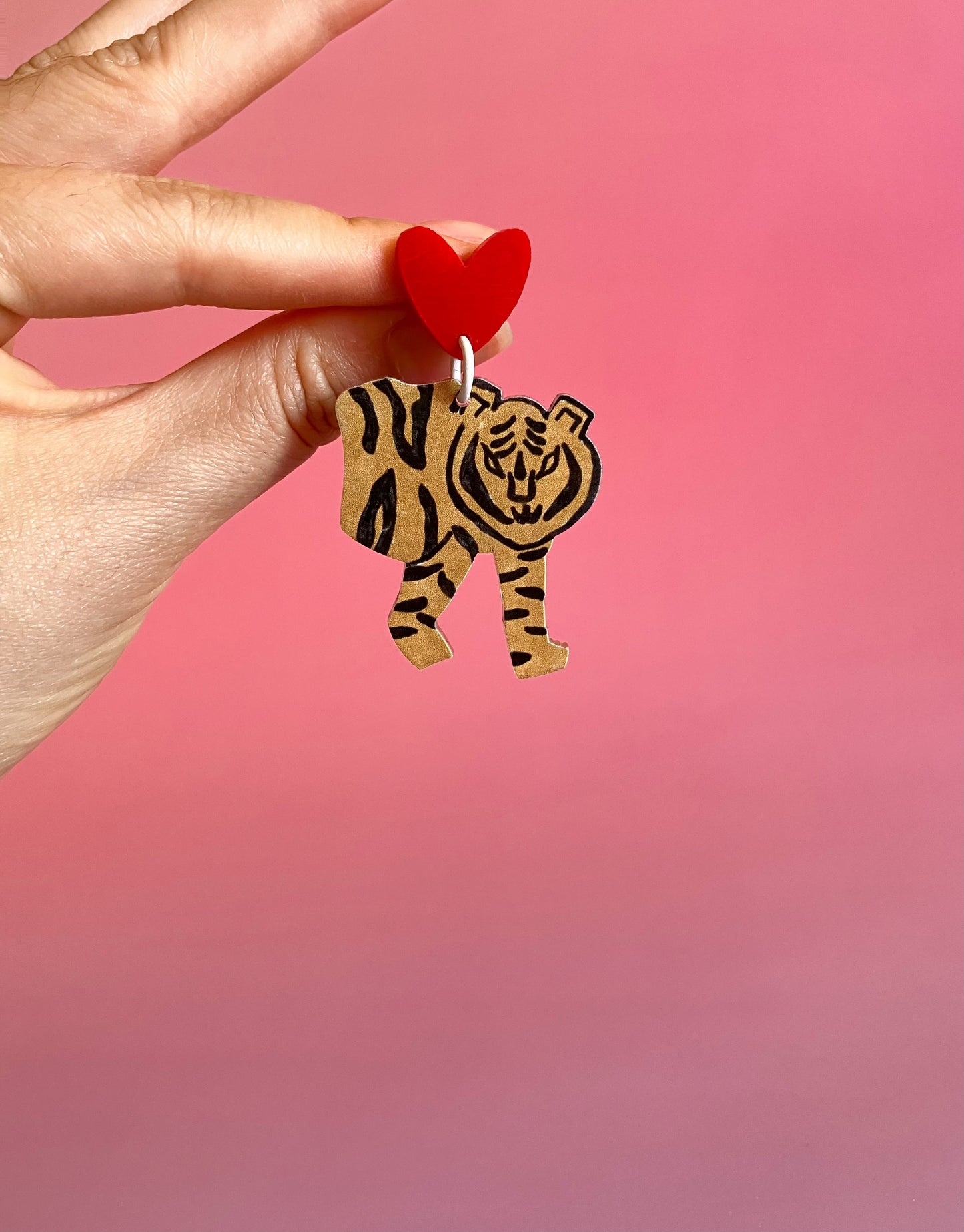 Half and Half Tiger- handmade Earrings