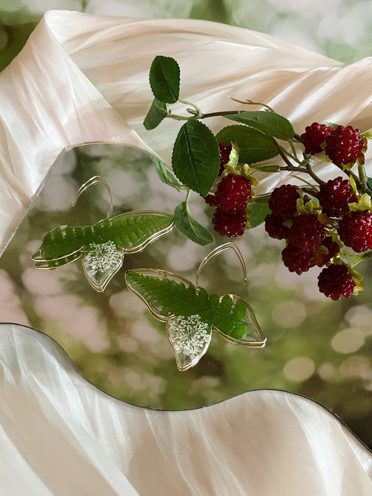 Butterfly earrings with fern -Gift From Gardens 104