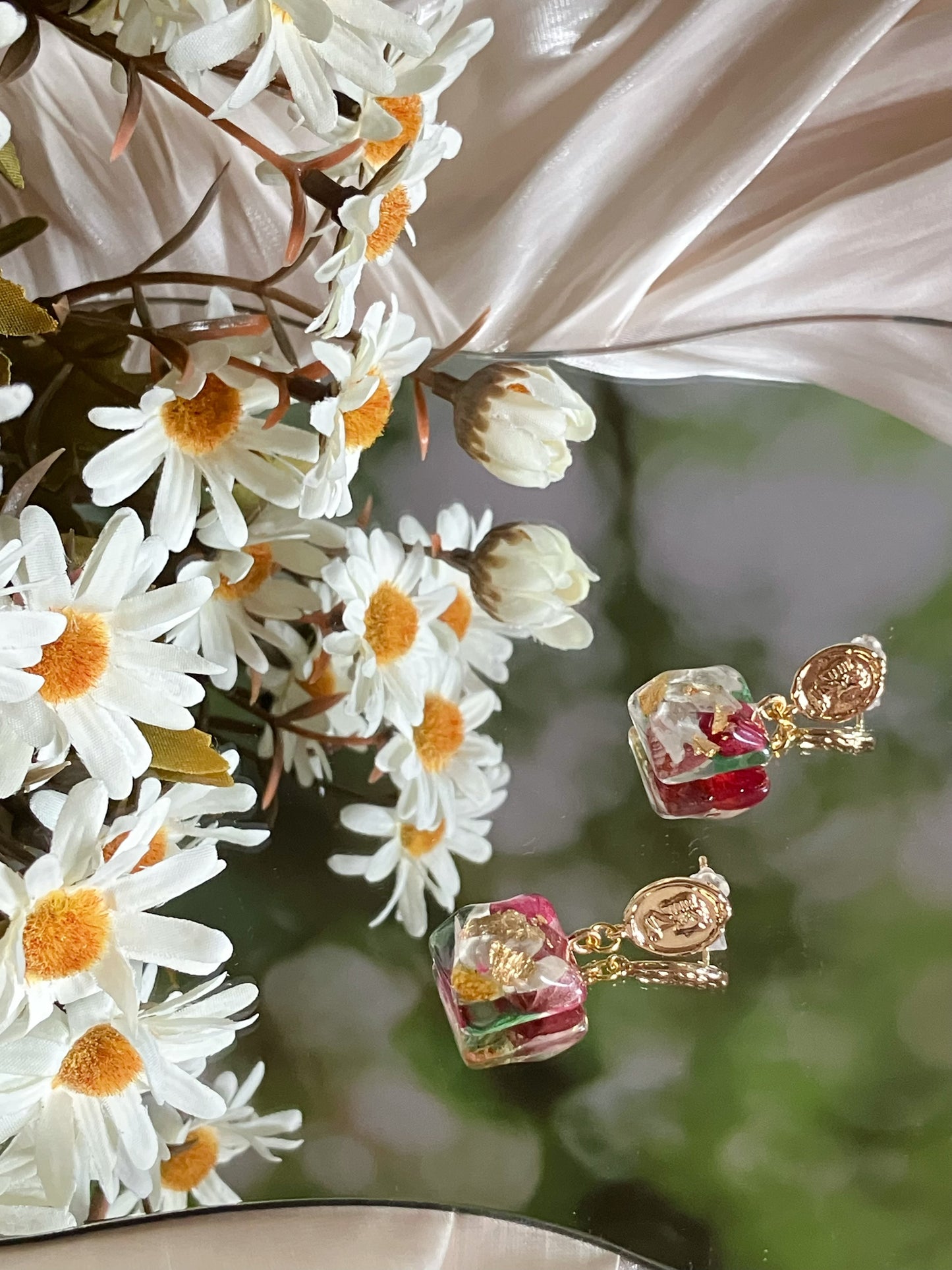 Small square flower Earrings-Gift From Gardens 003