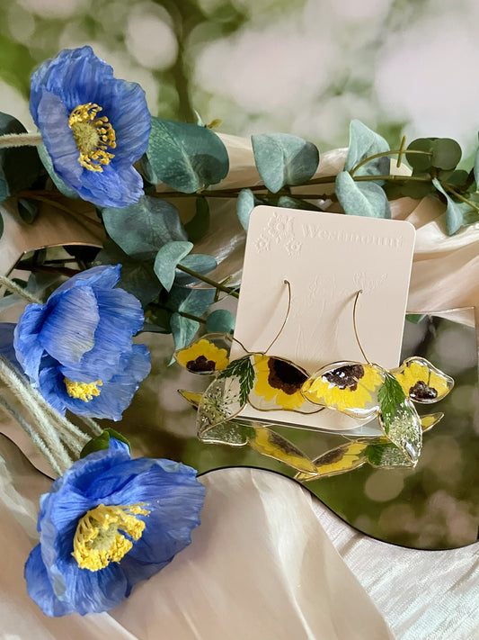 Butterfly earrings with yellow flower-Gift From Gardens 103