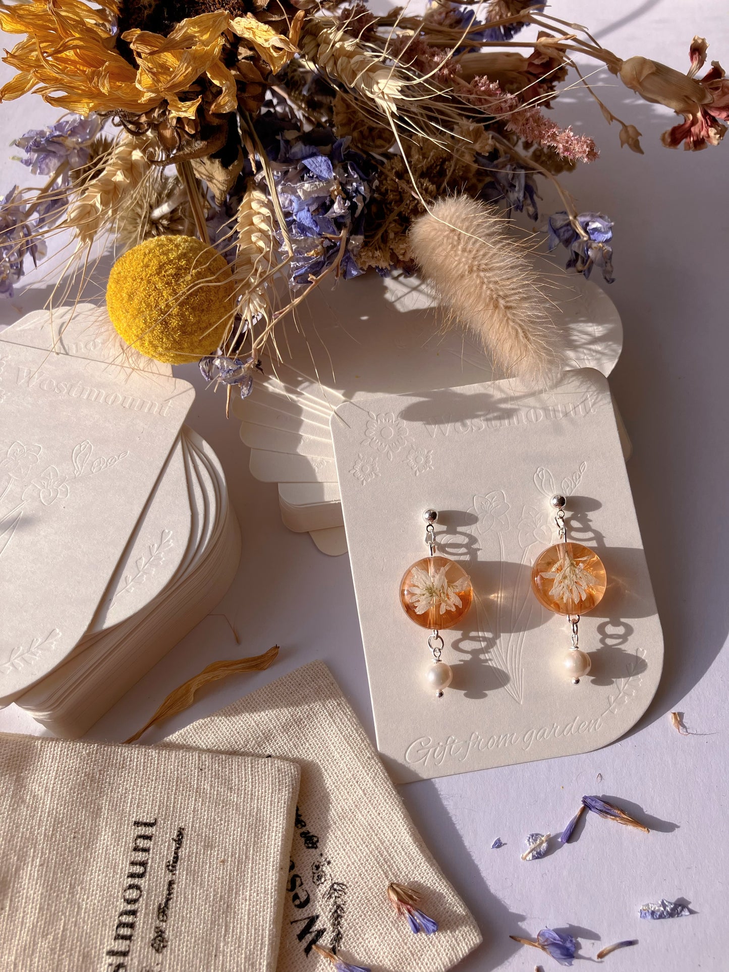 White flower freshwater pearl Earrings-Gift From Gardens 012