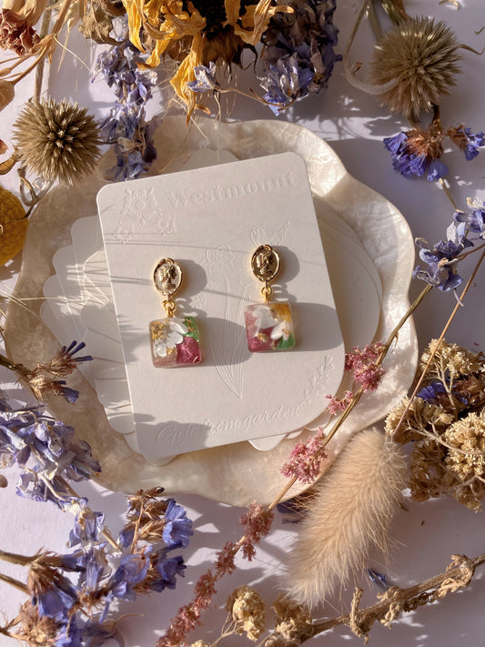 Small square flower Earrings-Gift From Gardens 024