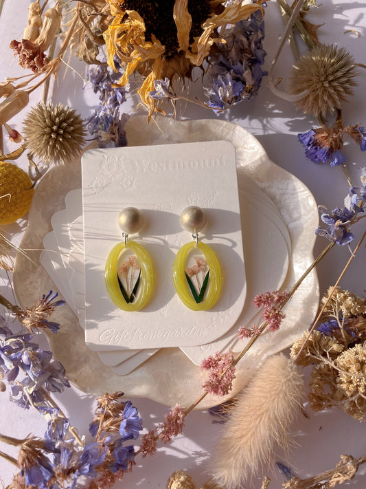 Yellow framed flower Earrings-Gift From Gardens 025