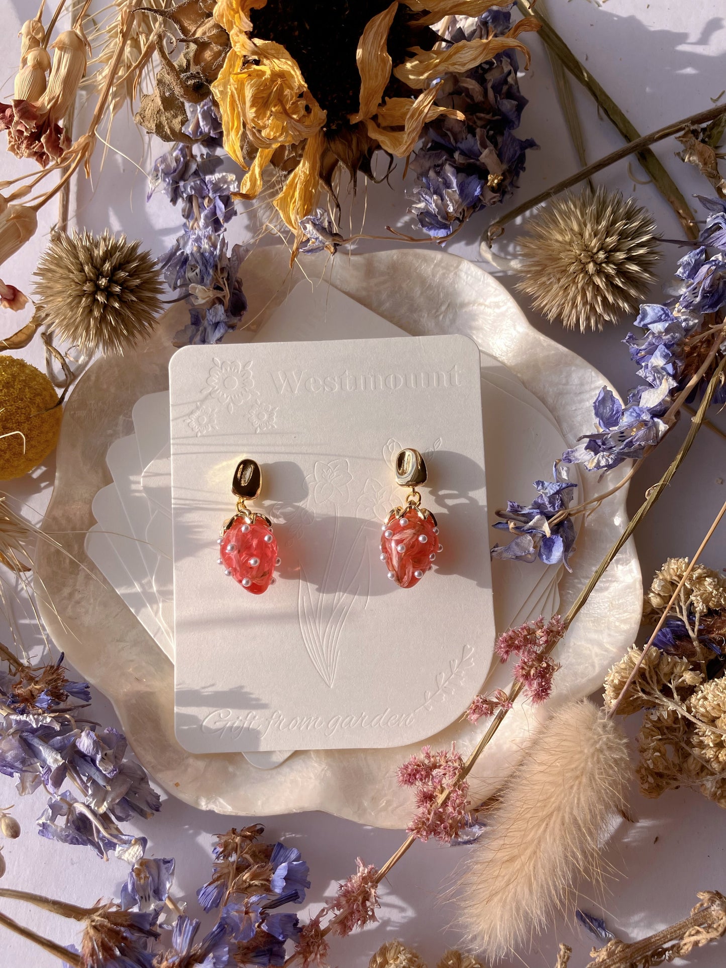 Strawberry flower Earrings-Gift From Gardens 027