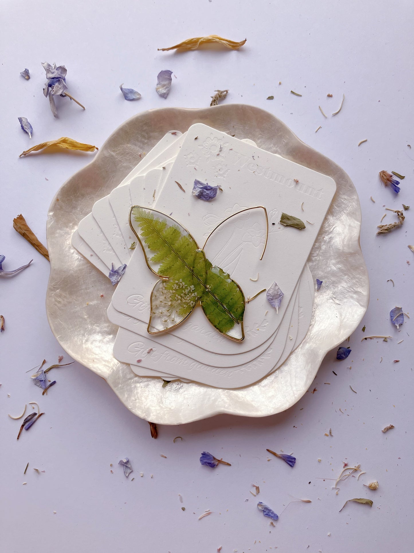 Butterfly earrings with fern -Gift From Gardens 033