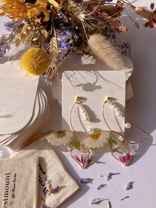 Butterfly earrings with white flower-Gift From Gardens 035