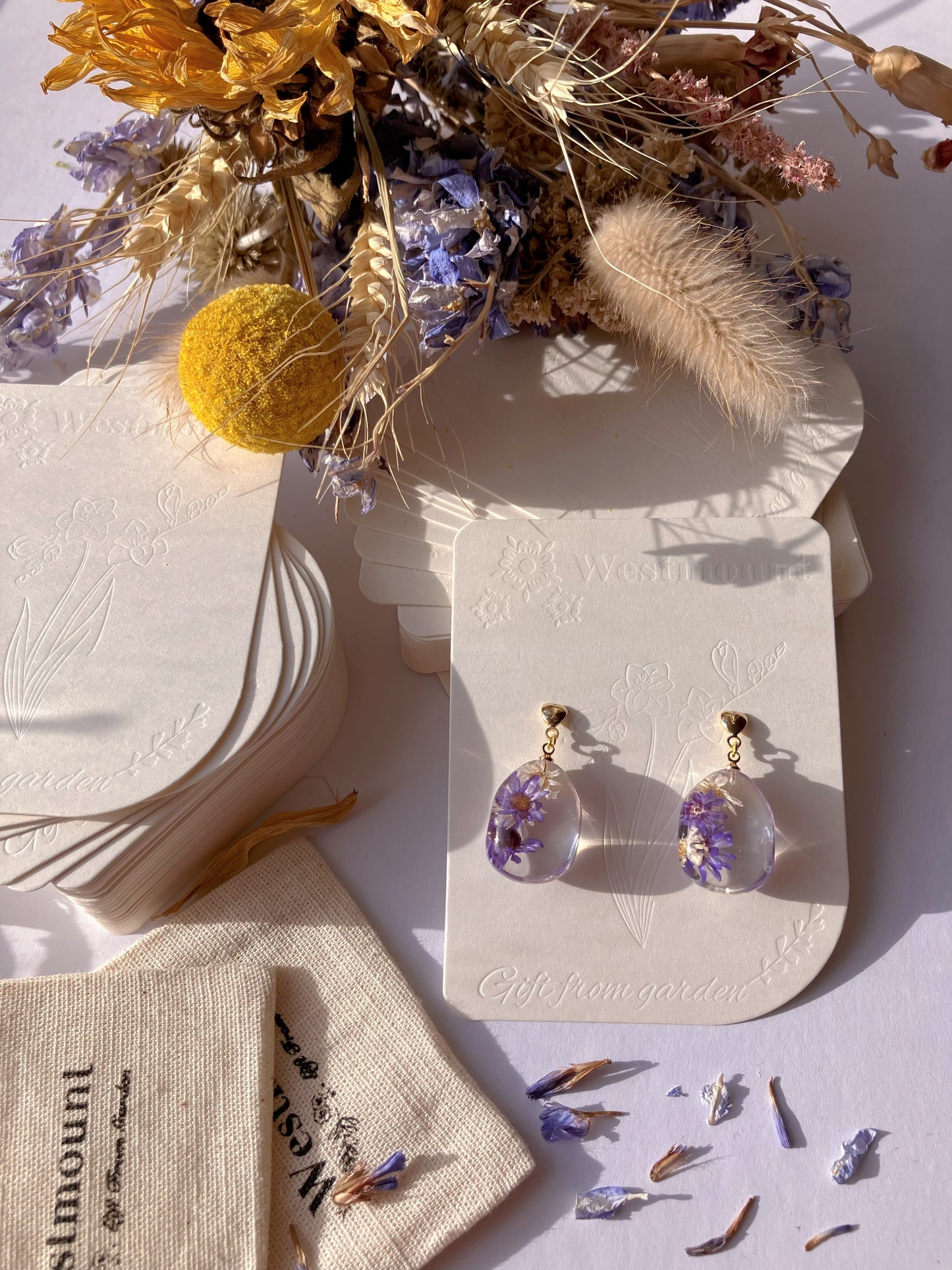 Daisy purple flower Earrings-Gift From Gardens 030