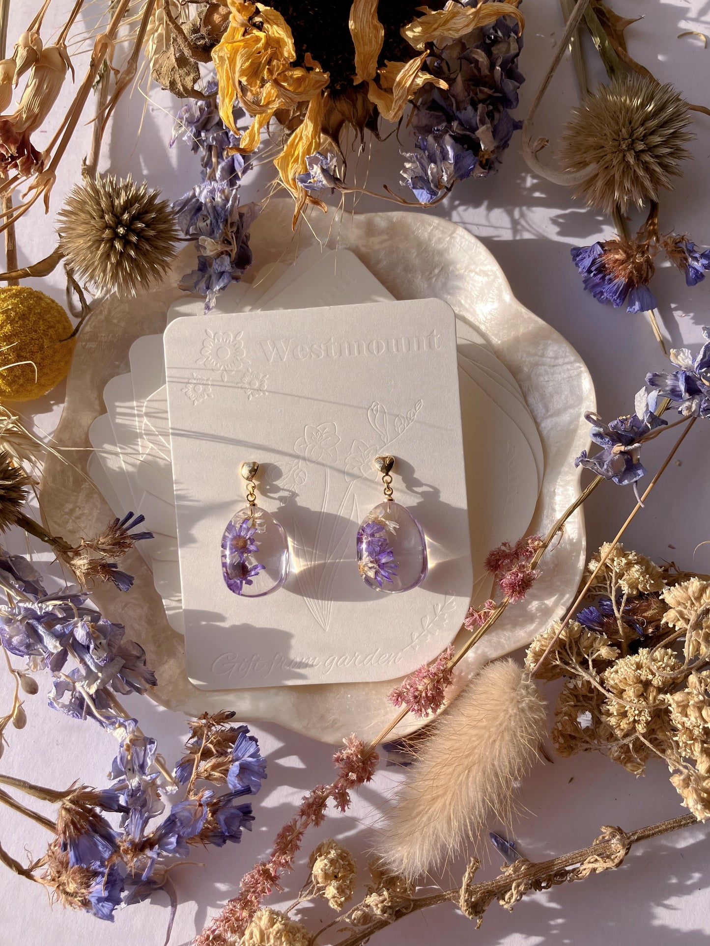 Daisy purple flower Earrings-Gift From Gardens 030