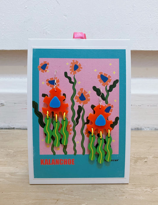 Kalanchoe handmade Illustration Earrings