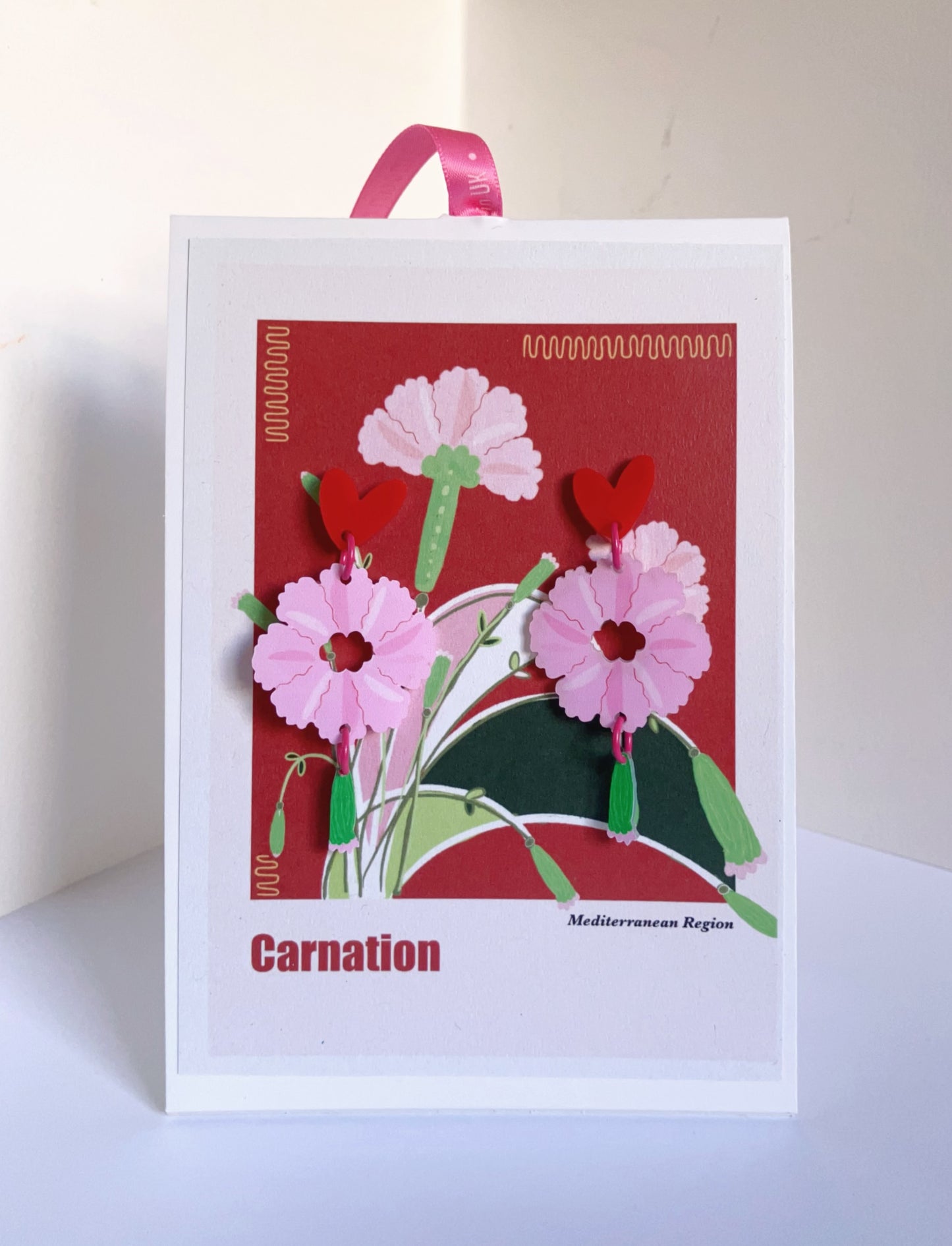 Carnation- Handmade Illustration Earrings