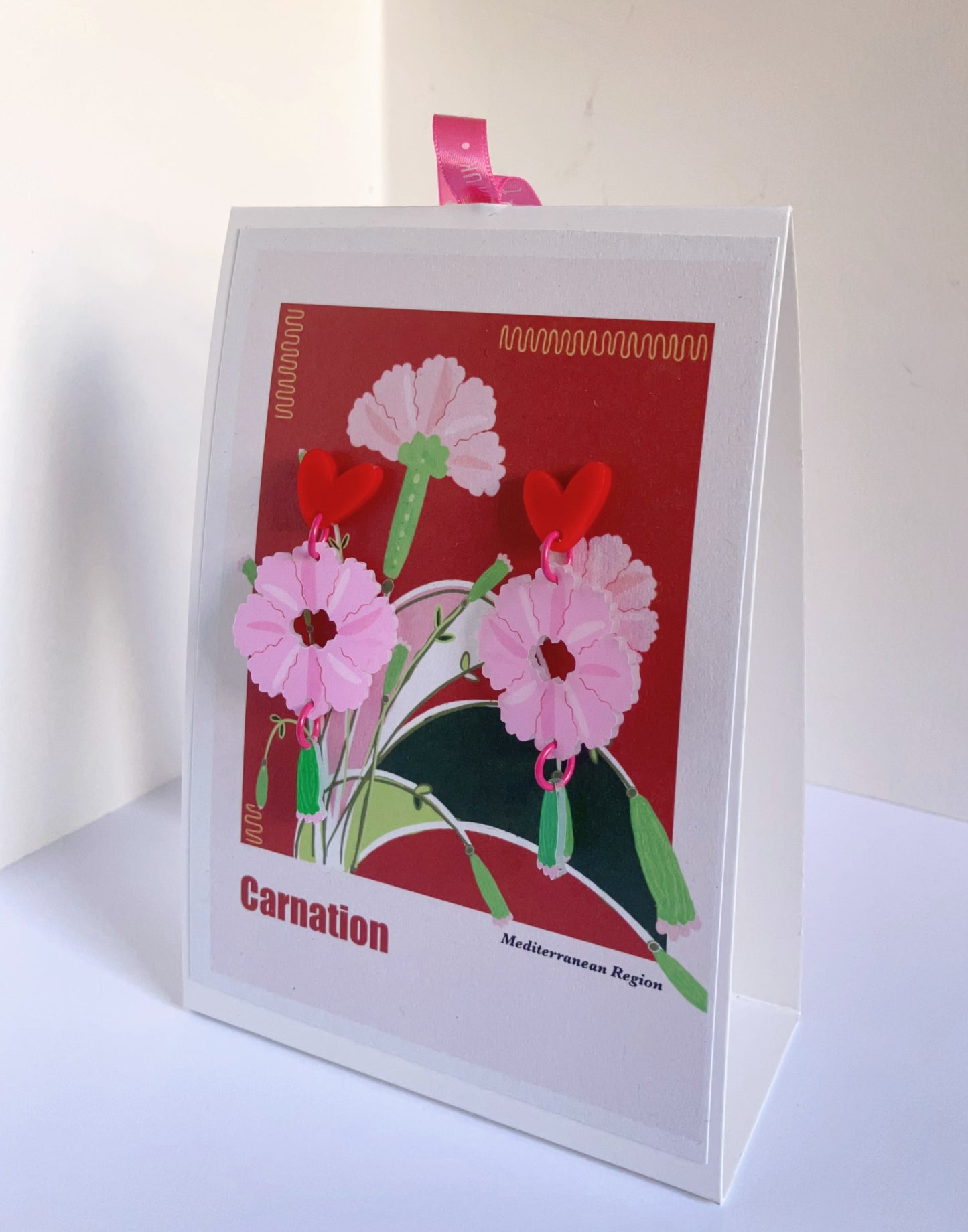 Carnation- Handmade Illustration Earrings