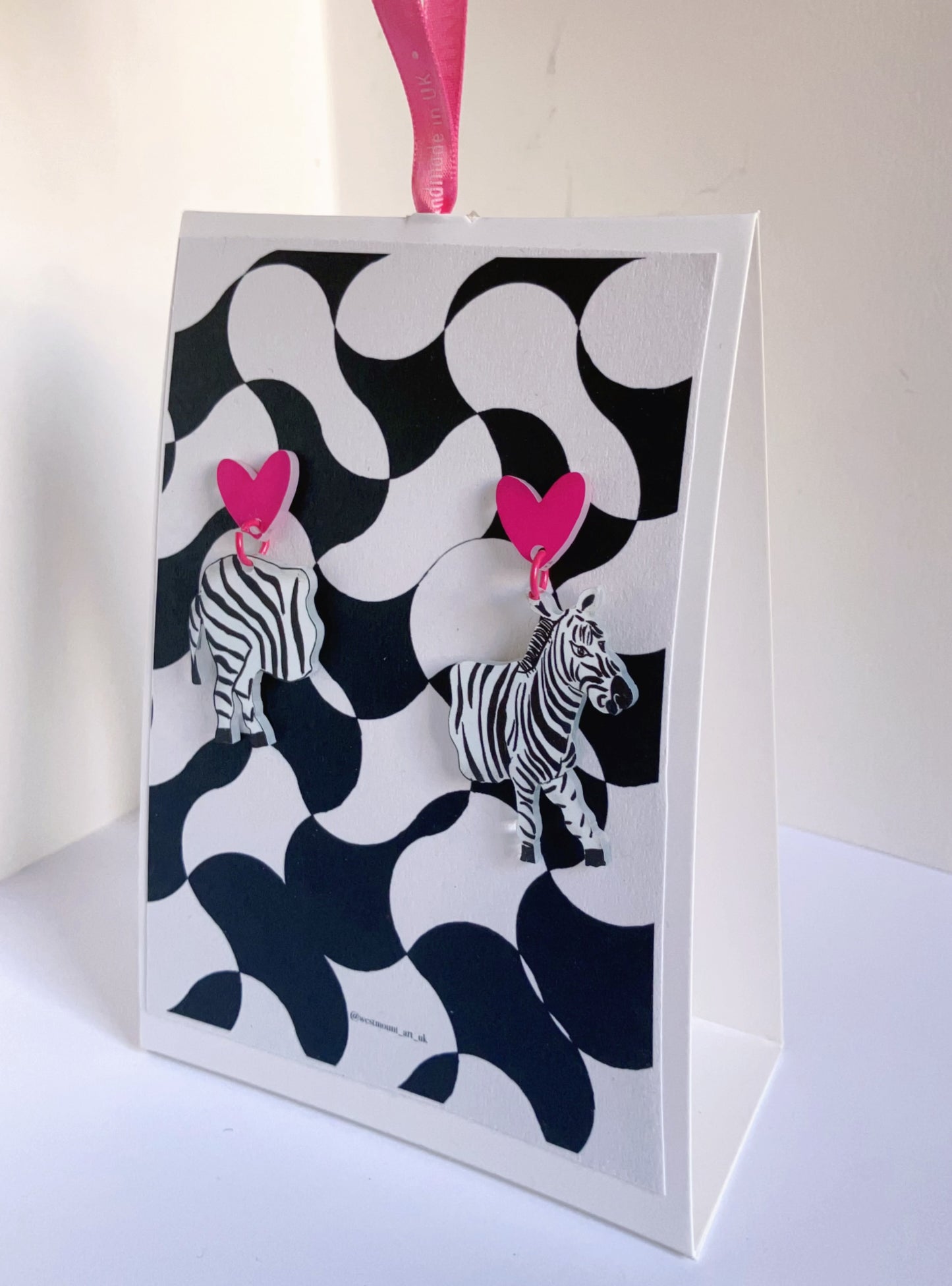 Half and Half Zebra- handmade earrings