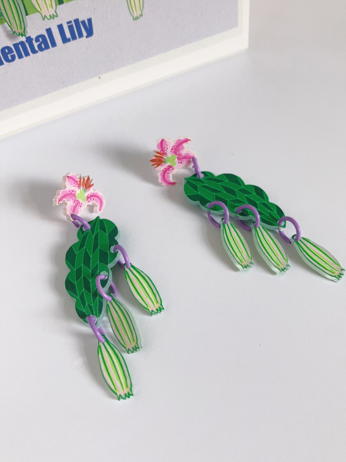 Lily- Handmade Illustration earrings