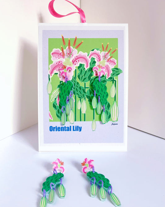 Lily- Handmade Illustration earrings