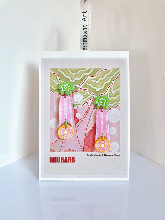 Rhubarb- Handmade Illustration earrings