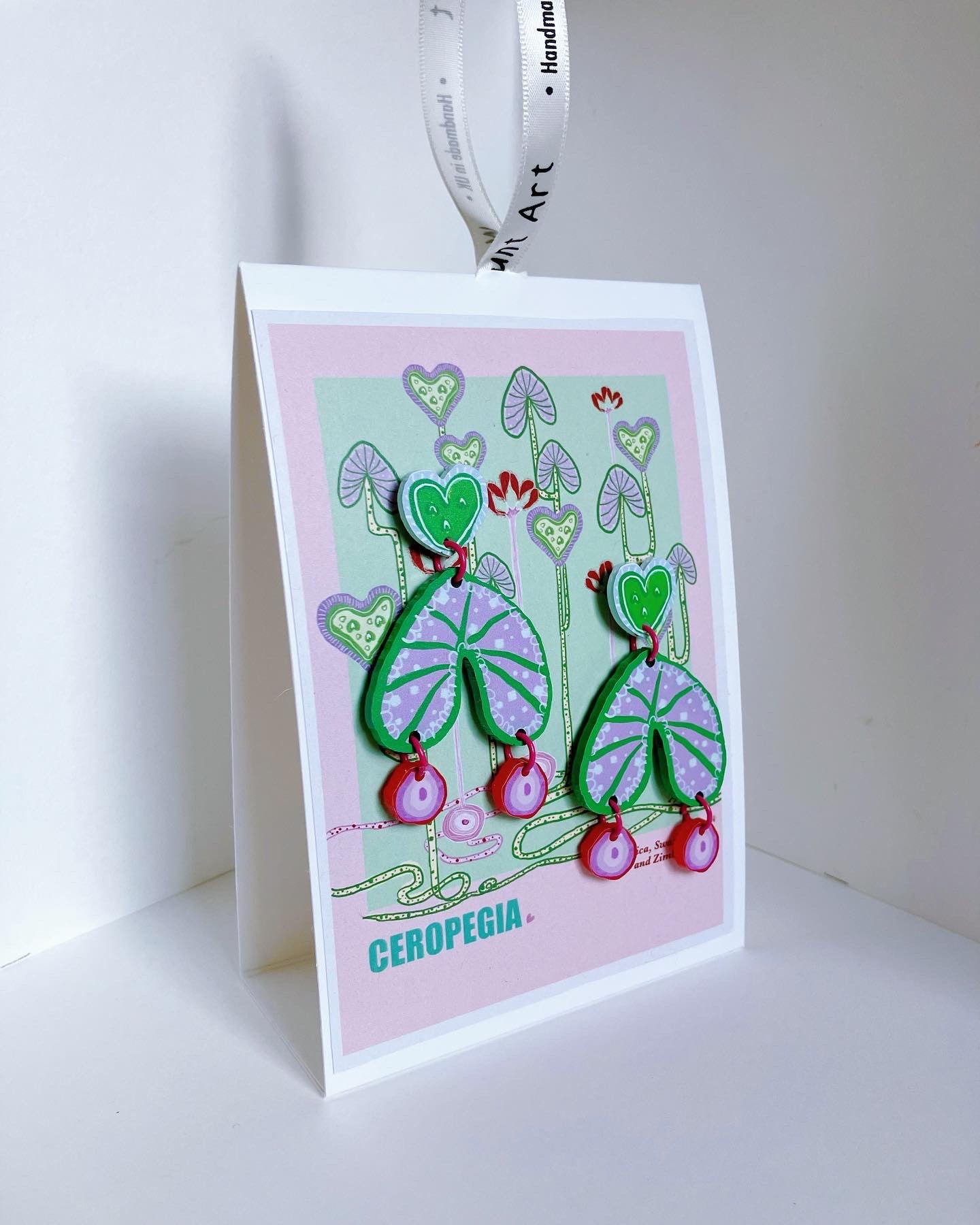 Ceroprgia- handmade illustration earrings